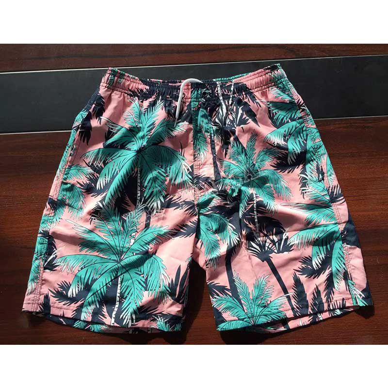 Palm Print Pink Men's  beach bottom