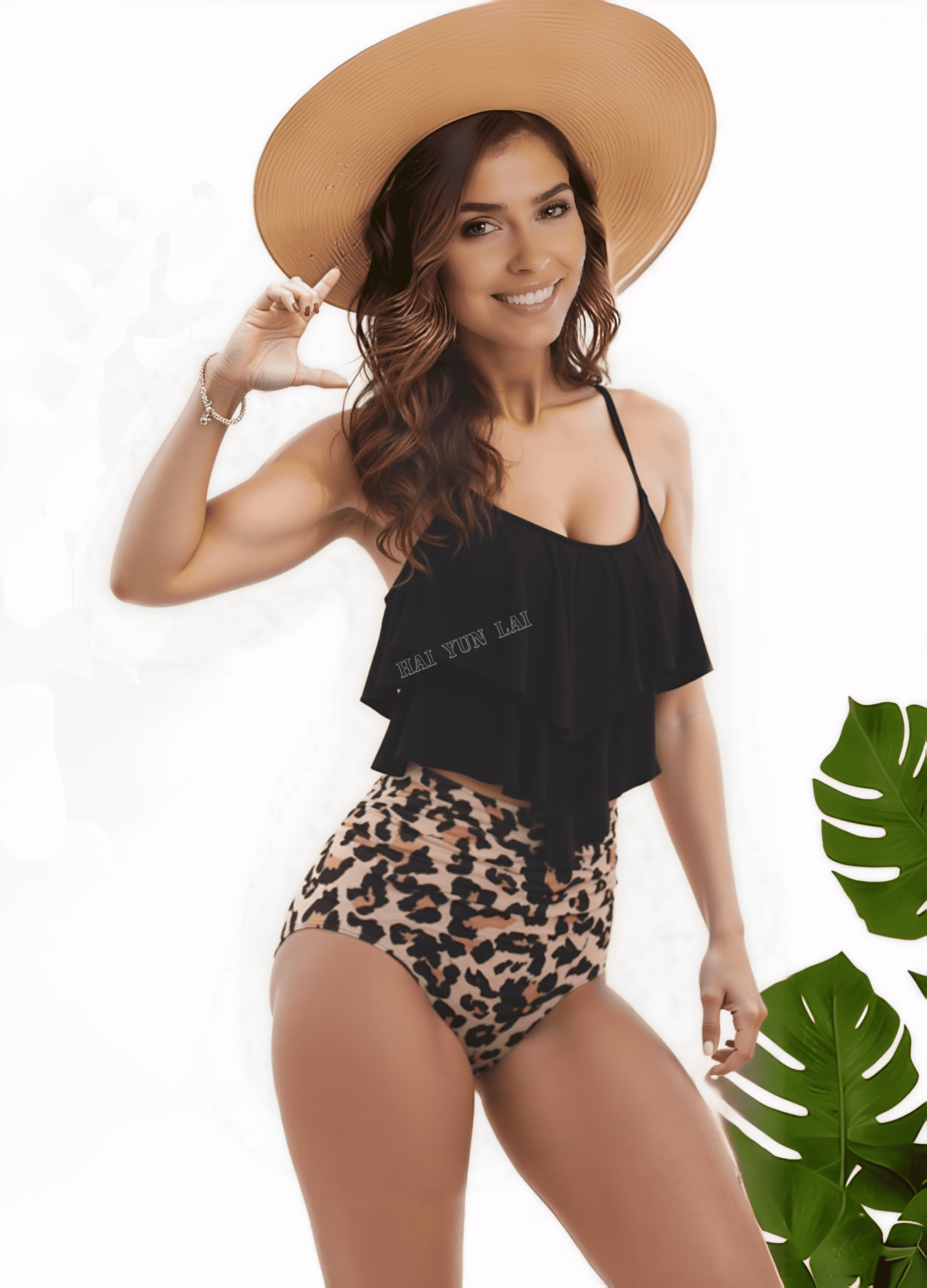 2025 Luxury Two piece Bikini Swimsuit XL Adjustable Straps Lotus Leaf Ruffle Trim for Beach Parties