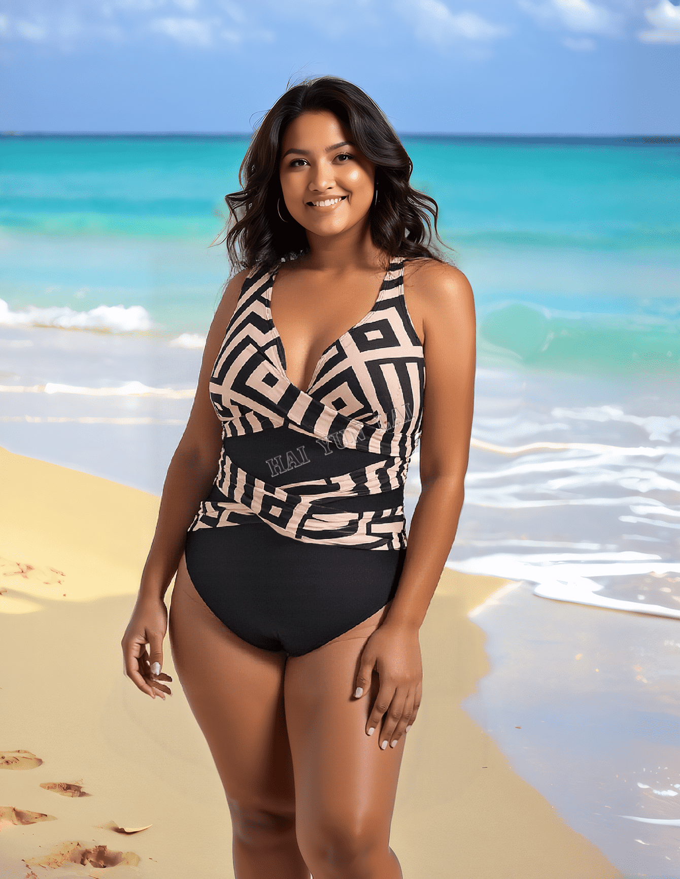 2025 European American Ladies' Sexy Slim One-Piece Swimsuit Multi-Color Bikini with Gathered Waist