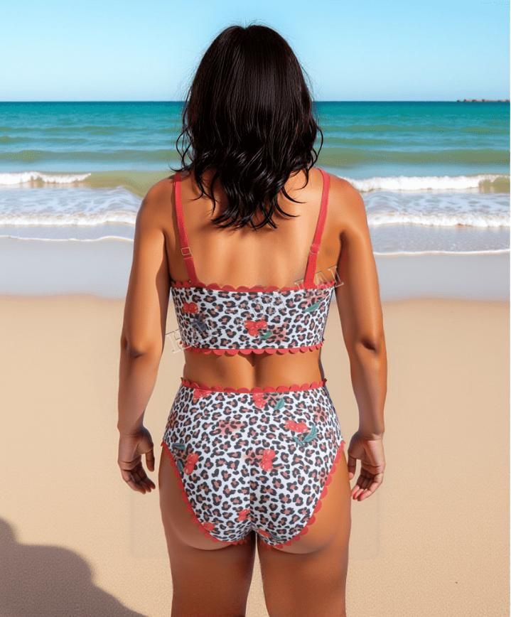 Women's Leopard Printed Bikini Tummy Control Ruched Push up Bathing Suit Tie Back Slimming Swimwear Custom Women's Leopard Printed Bikini Tummy Control Ruched Push up Bathing Suit Tie Back Slimming Swimwear Custom
