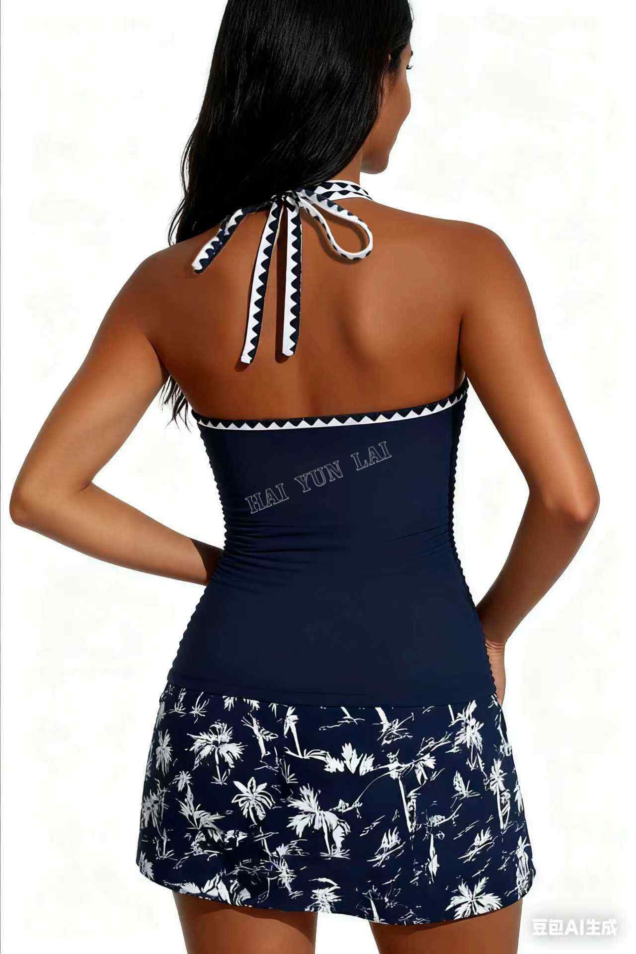 2026 New Sexy Deep V Two Piece Tankini Floral Printed Split Swimsuit 2026 New Sexy Deep V Two Piece Tankini Floral Printed Split Swimsuit