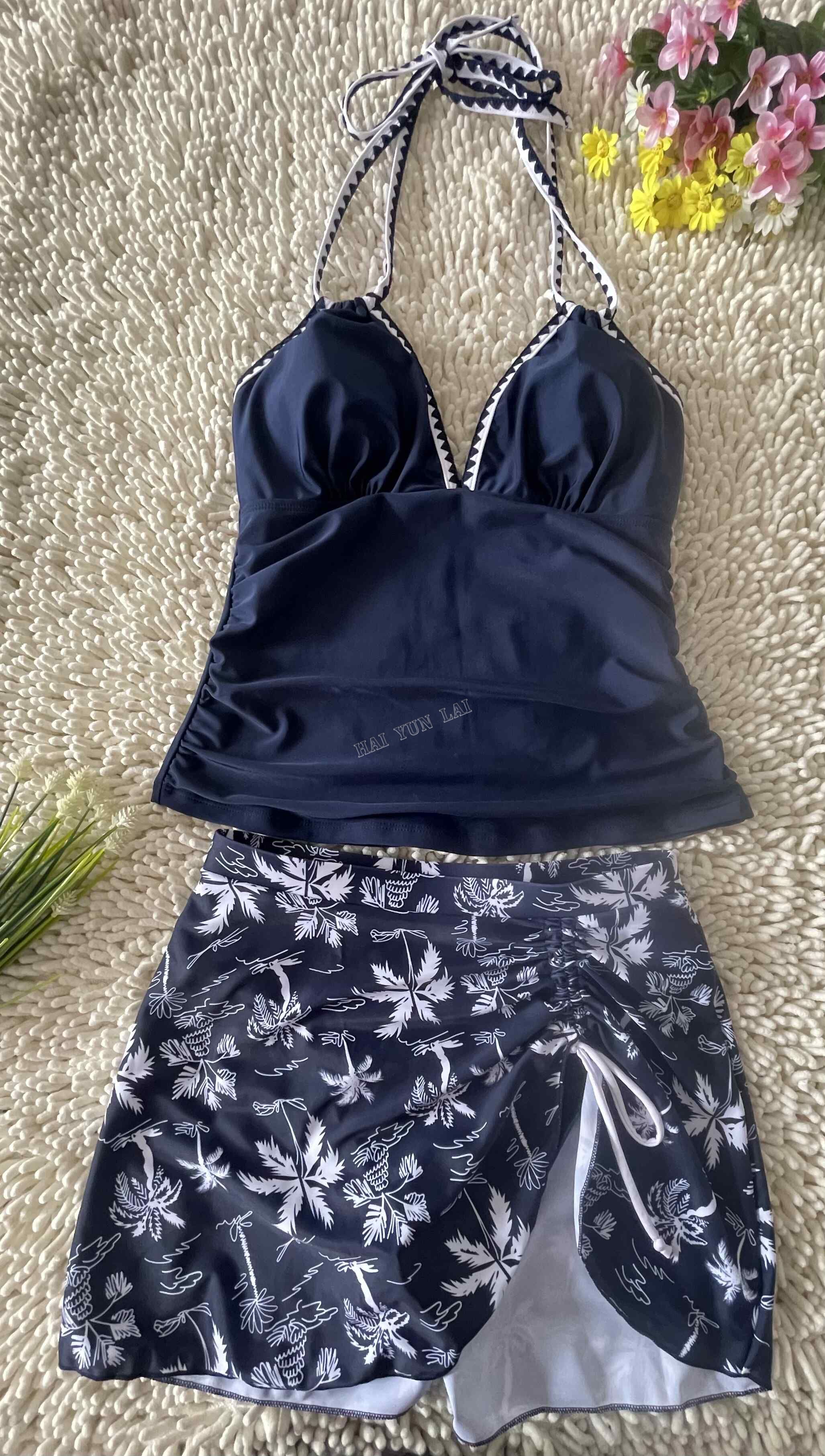 2026 New Sexy Deep V Two Piece Tankini Floral Printed Split Swimsuit 2026 New Sexy Deep V Two Piece Tankini Floral Printed Split Swimsuit