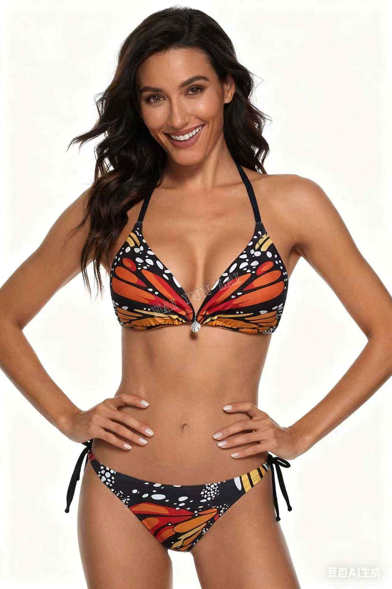 Butterfly Print Bikini 2026 New Creative Design Deep V Sexy Swimsuit Butterfly Print Bikini 2026 New Creative Design Deep V Sexy Swimsuit