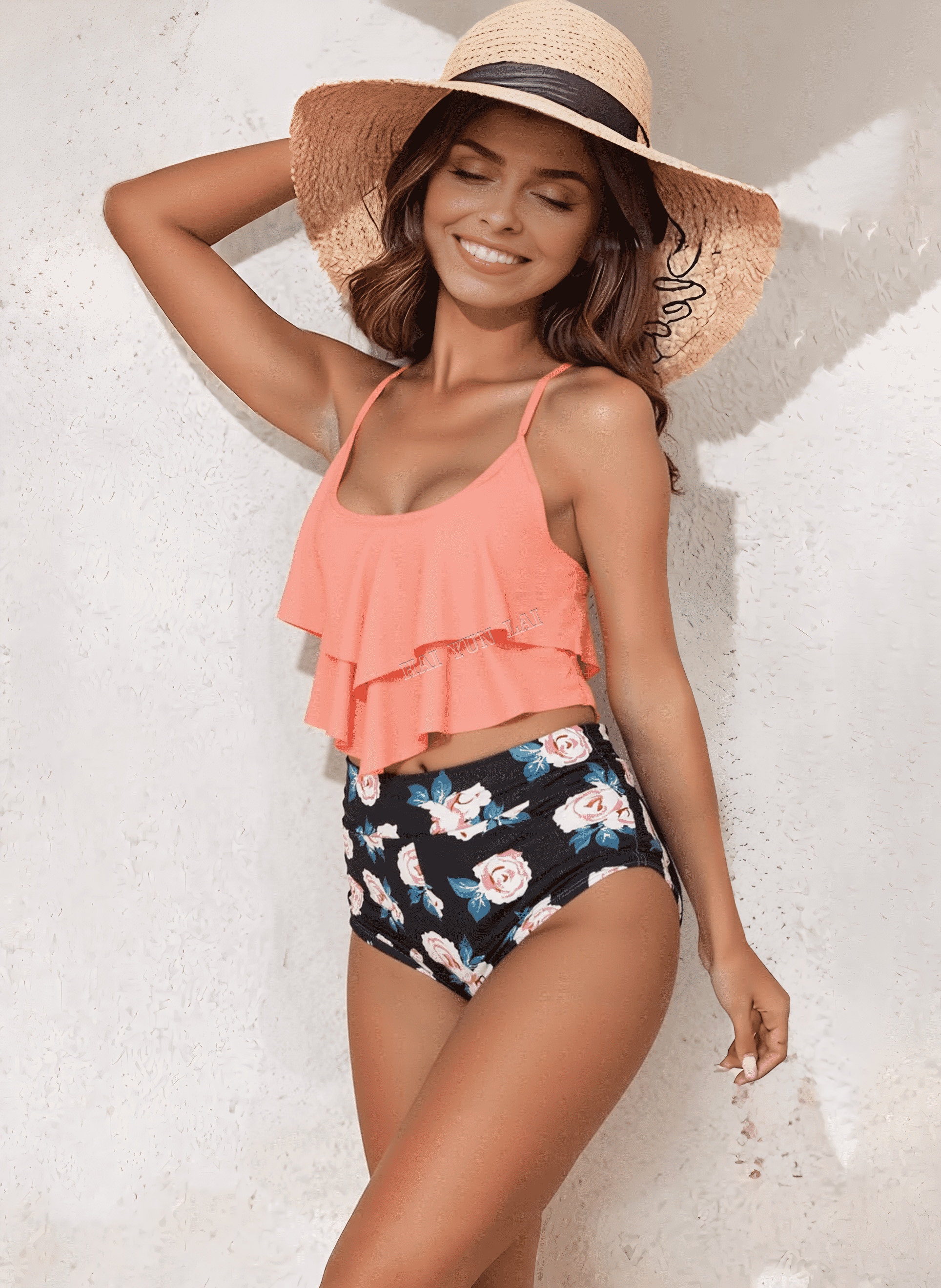 2025 Luxury Two piece Bikini Swimsuit XL Adjustable Straps Lotus Leaf Ruffle Trim for Beach Parties