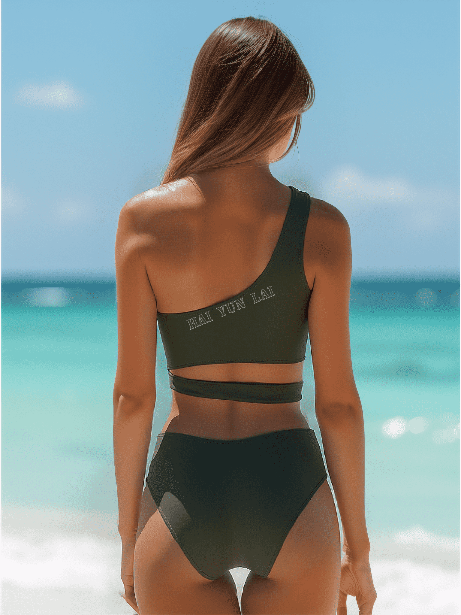 2025 New Two-piece Swimsuit Women's Sexy Bikini Set Sexy Bikini Olive Color Gathering Backless Bikini