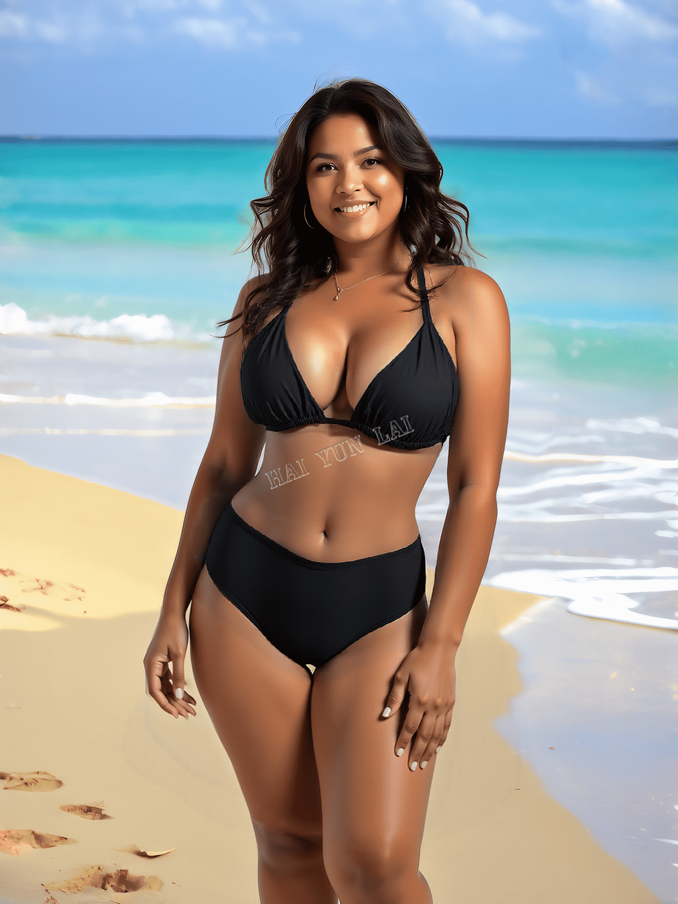 Classic Style Bikini, High-waist Design for Shaping the Buttocks, Sexy Leopard Print and Pure Black Bikini