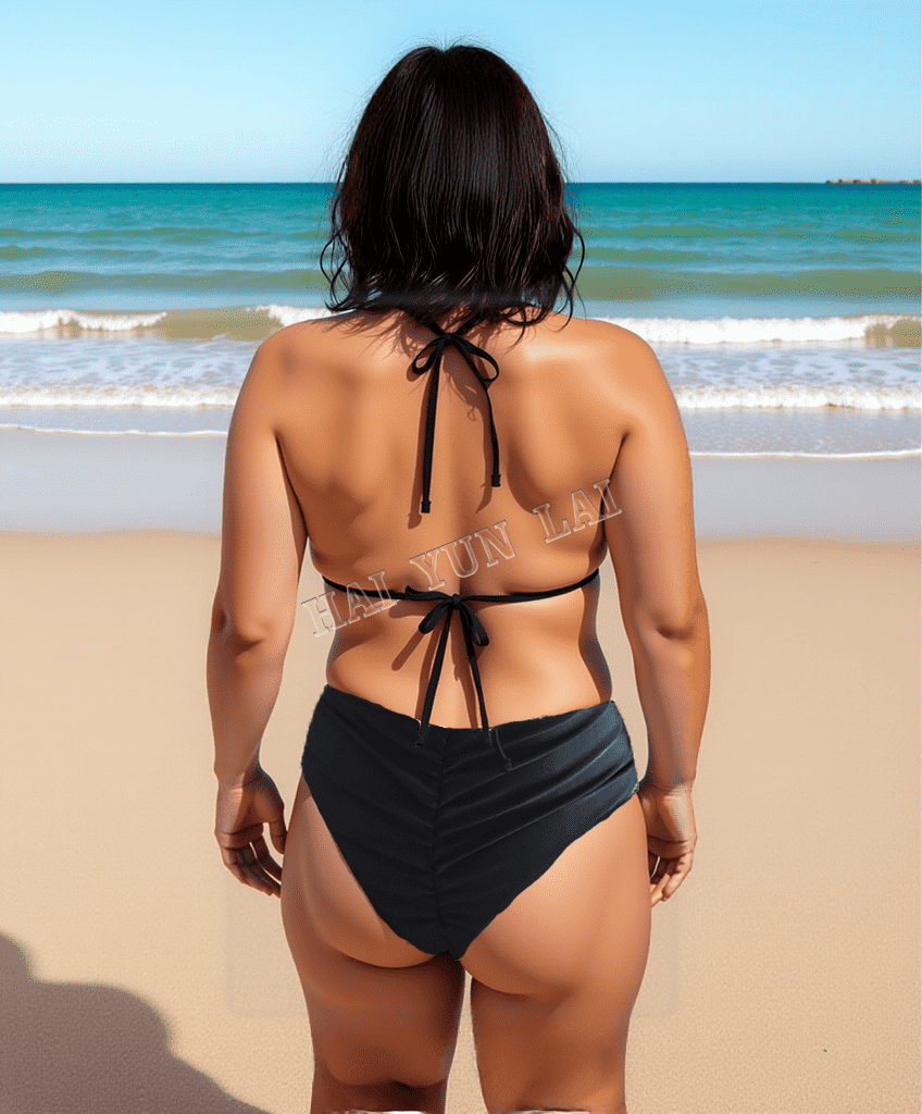 Classic Style Bikini, High-waist Design for Shaping the Buttocks, Sexy Leopard Print and Pure Black Bikini