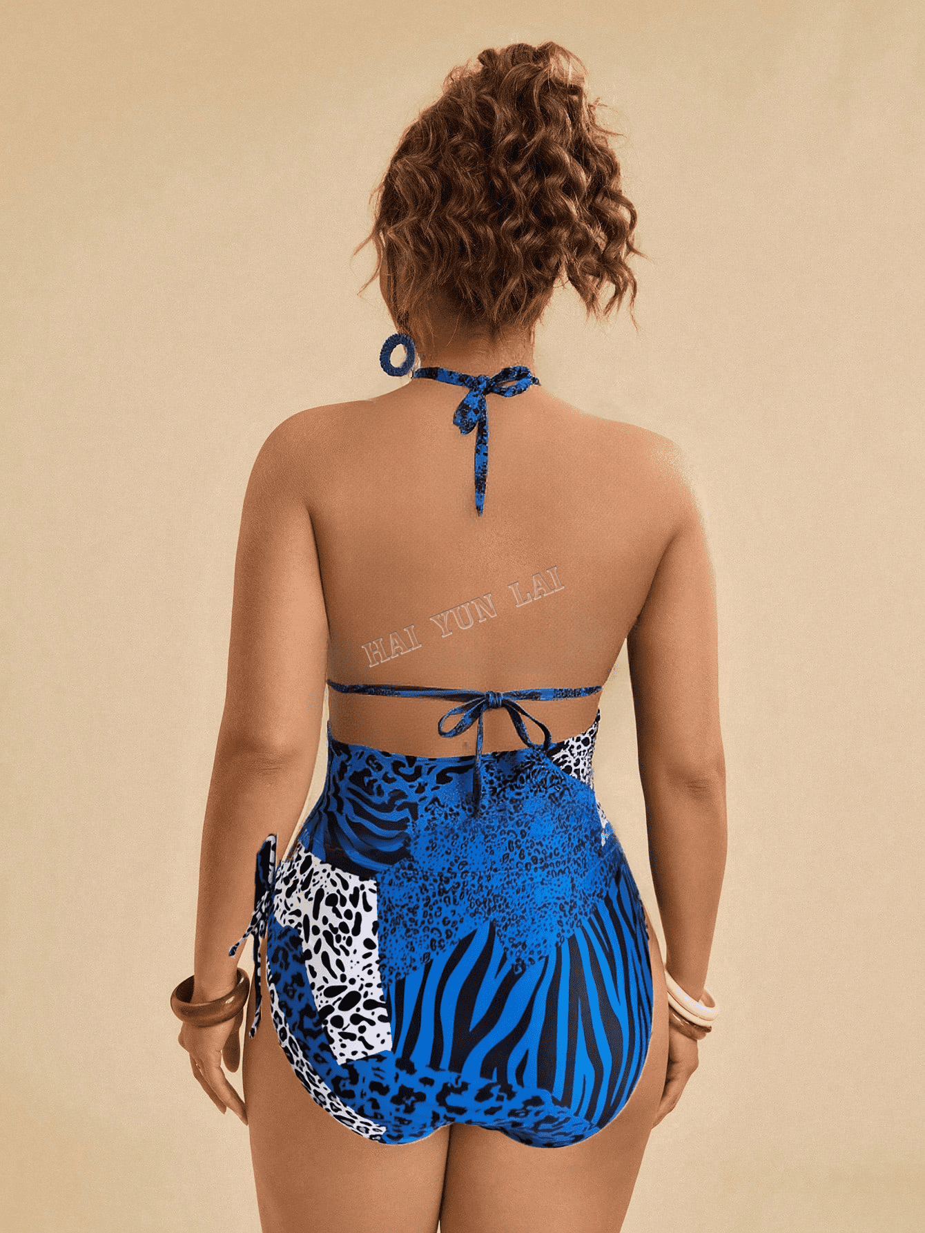 Custom New Designs Women Bikini Blue Fashion 2 Piece Swimsuit for Summer Leopard Sexy Swimsuit
