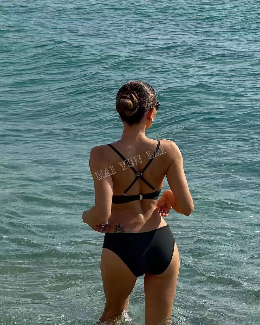2025 Black TIKtok Sexy Bikini Sport Hight Neck Women's Swimwear