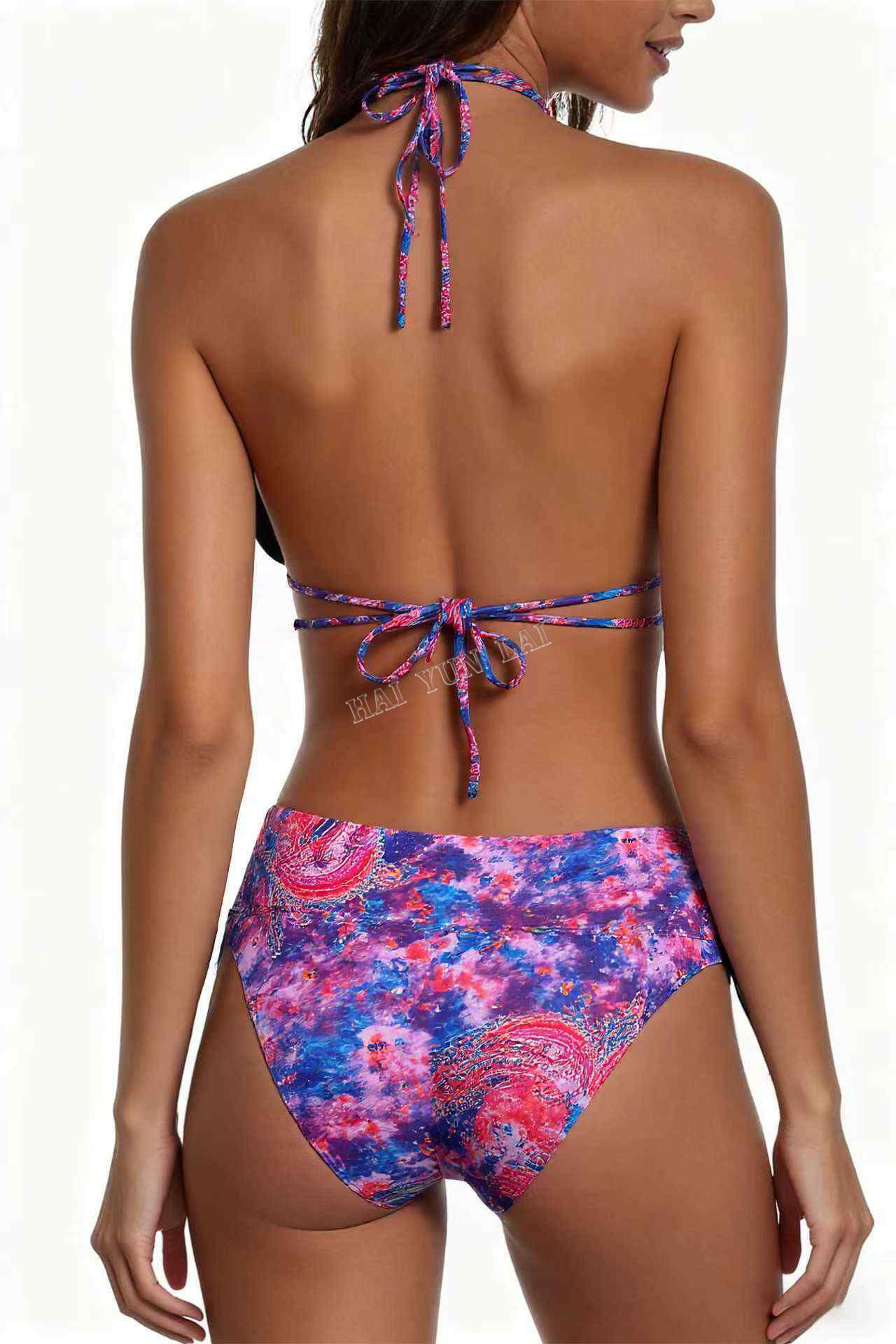Double Strap Tie-Dye Cosmic Pattern Print Bikini Deep V Swimwear Tie-Dye Swimsuit Double Strap Tie-Dye Cosmic Pattern Print Bikini Deep V Swimwear Tie-Dye Swimsuit