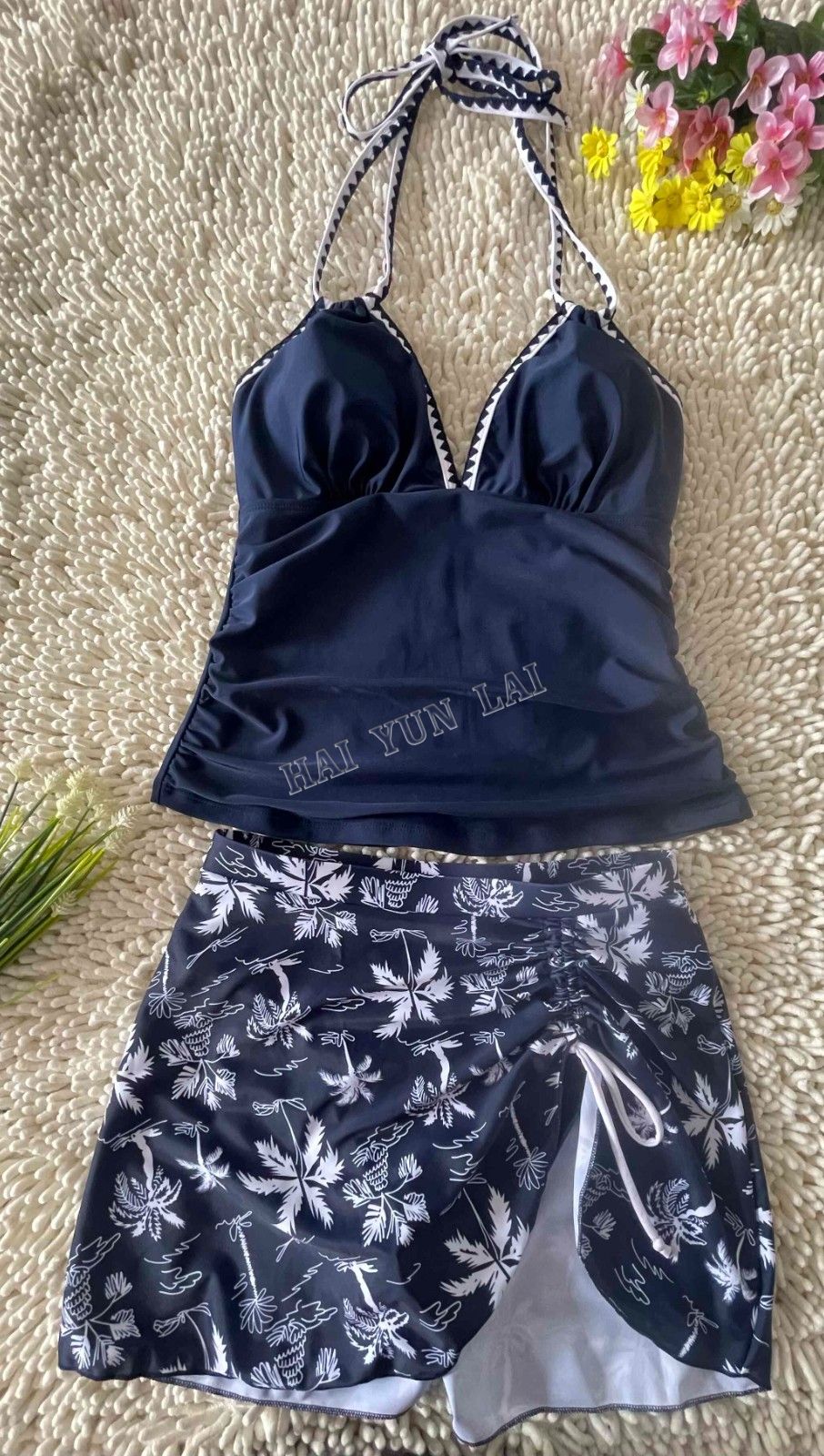 2026 New Sexy Deep V Two Piece Tankini Floral Printed Split Swimsuit 2026 New Sexy Deep V Two Piece Tankini Floral Printed Split Swimsuit